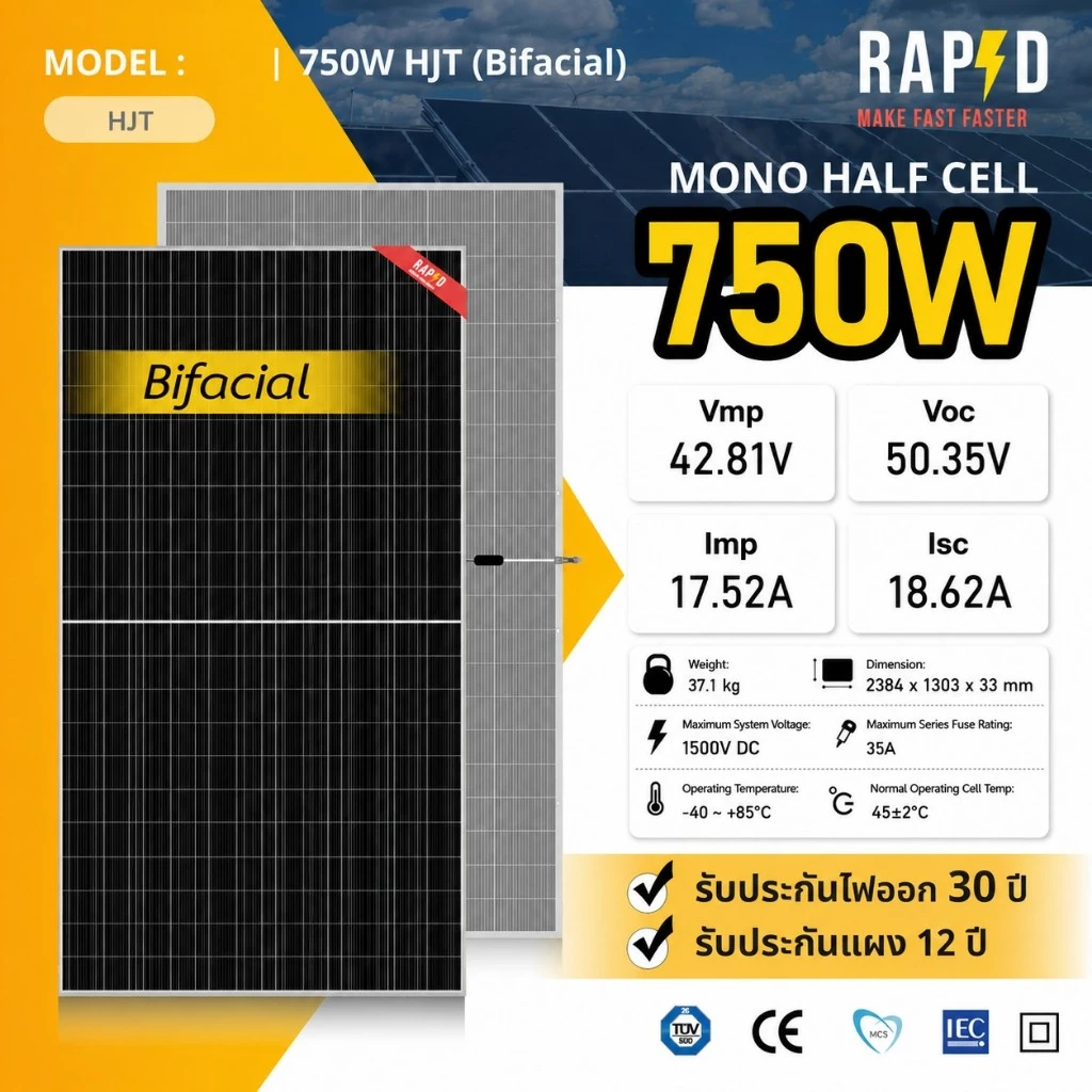 รูปสินค้า RAPD แผงโซล่าเซลล์ 750W Mono Half Cell N-Type